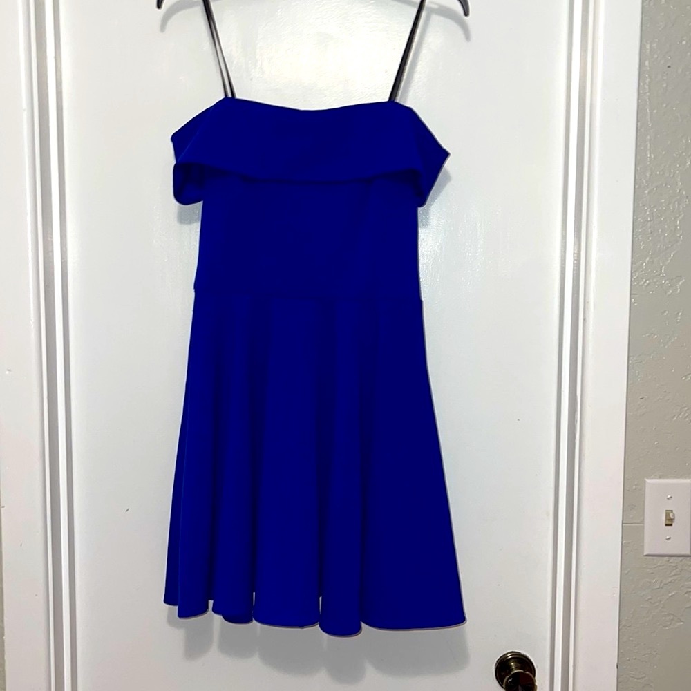 Royal blue homecoming dress, gold zipper